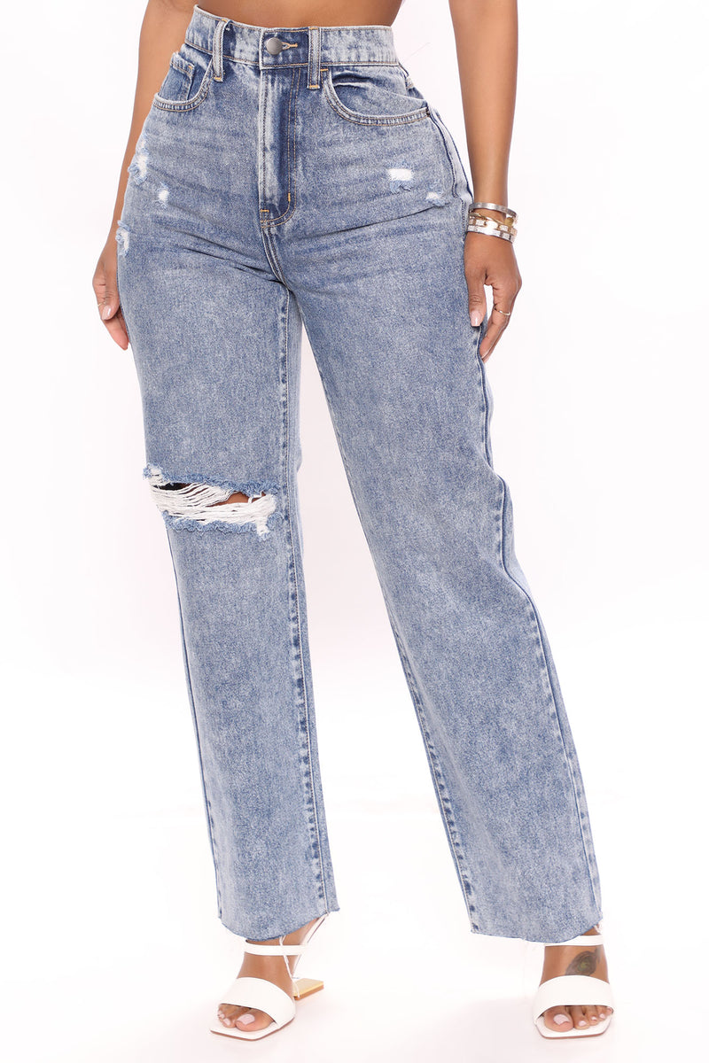 Gueuusu Womens Casual Straight Jeans Fashion Solid Color Side