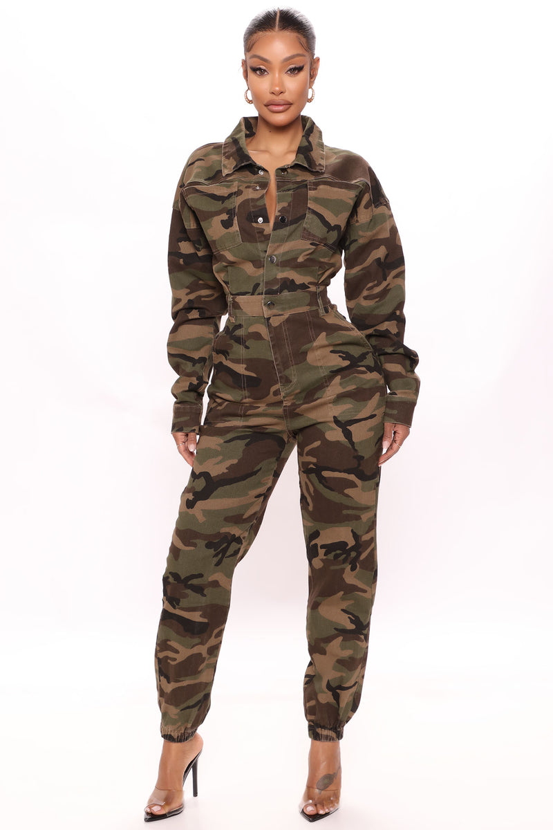 Daniela Long Sleeve Camo Jumpsuit Camouflage