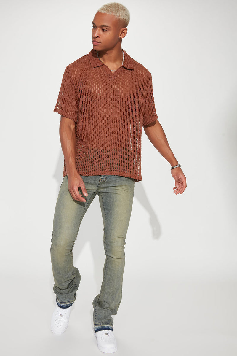 Chocolate polo shirt sale