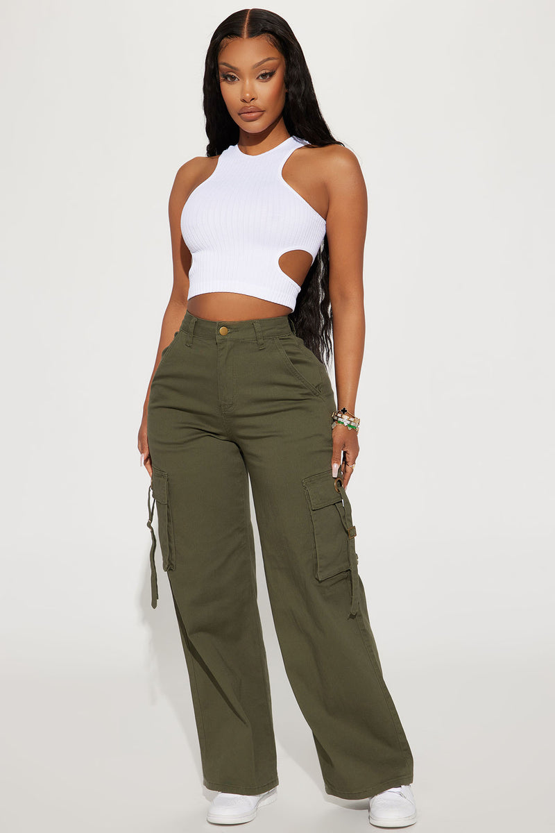 Rory Wide Leg Cargo Pant - Olive, Fashion Nova, Pants