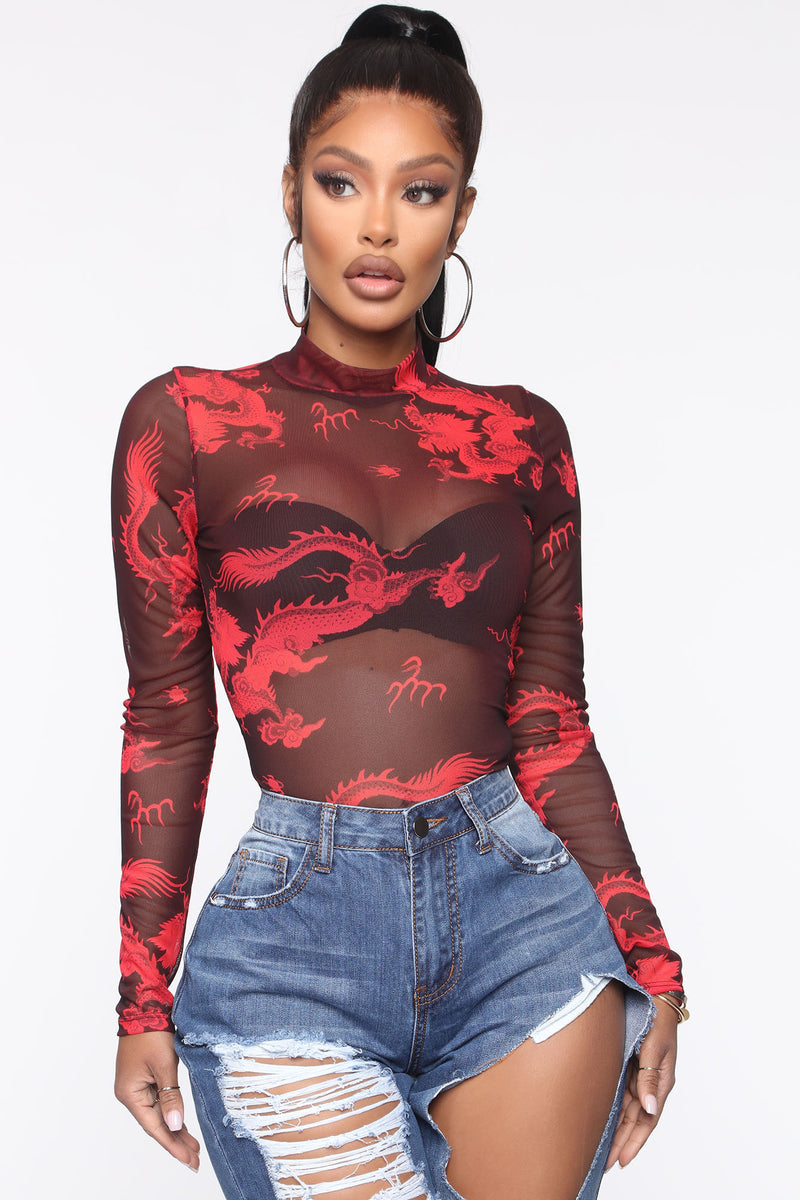 Black and red mesh top store