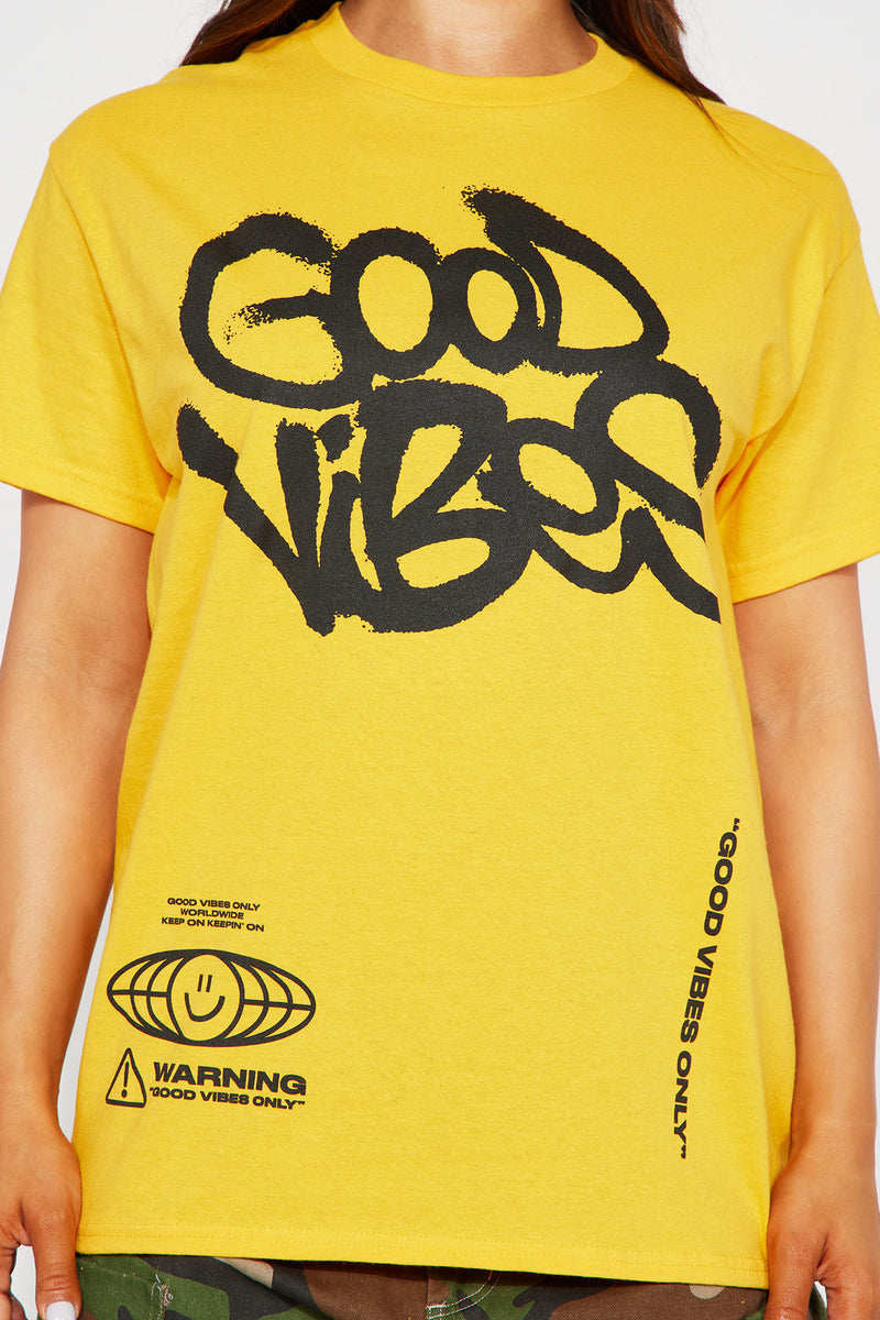 Mordrin løg telegram The Vibes Are Good Graphic Tee - Mustard | Fashion Nova, Screens Tops and  Bottoms | Fashion Nova