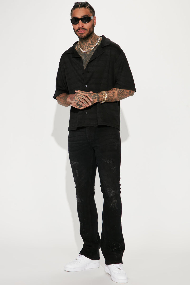 Straight Lines Short Sleeve Shirt Black Fashion Nova, Mens Shirts