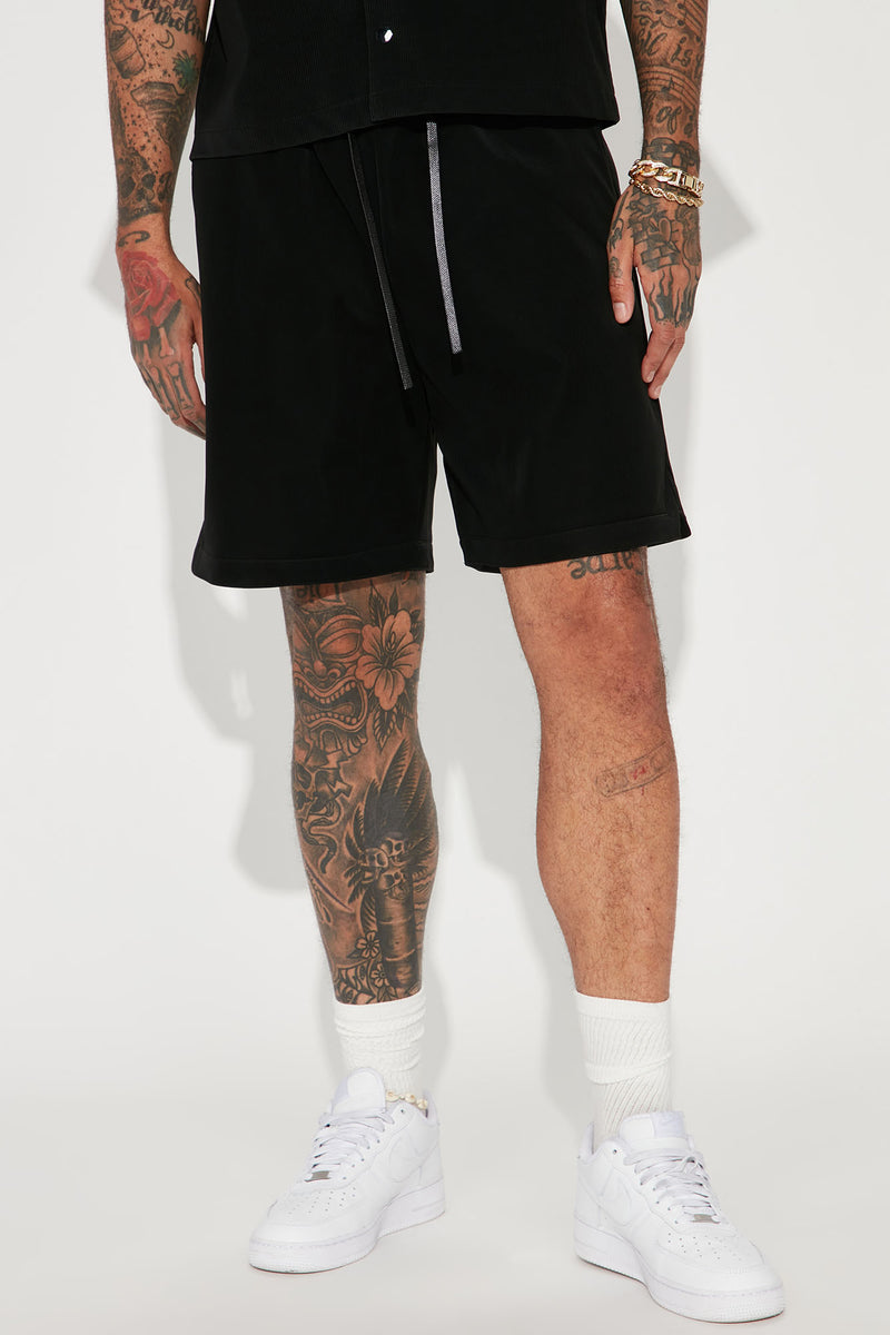 Hold Me Closer Faux Leather Basketball Shorts Black Fashion Nova