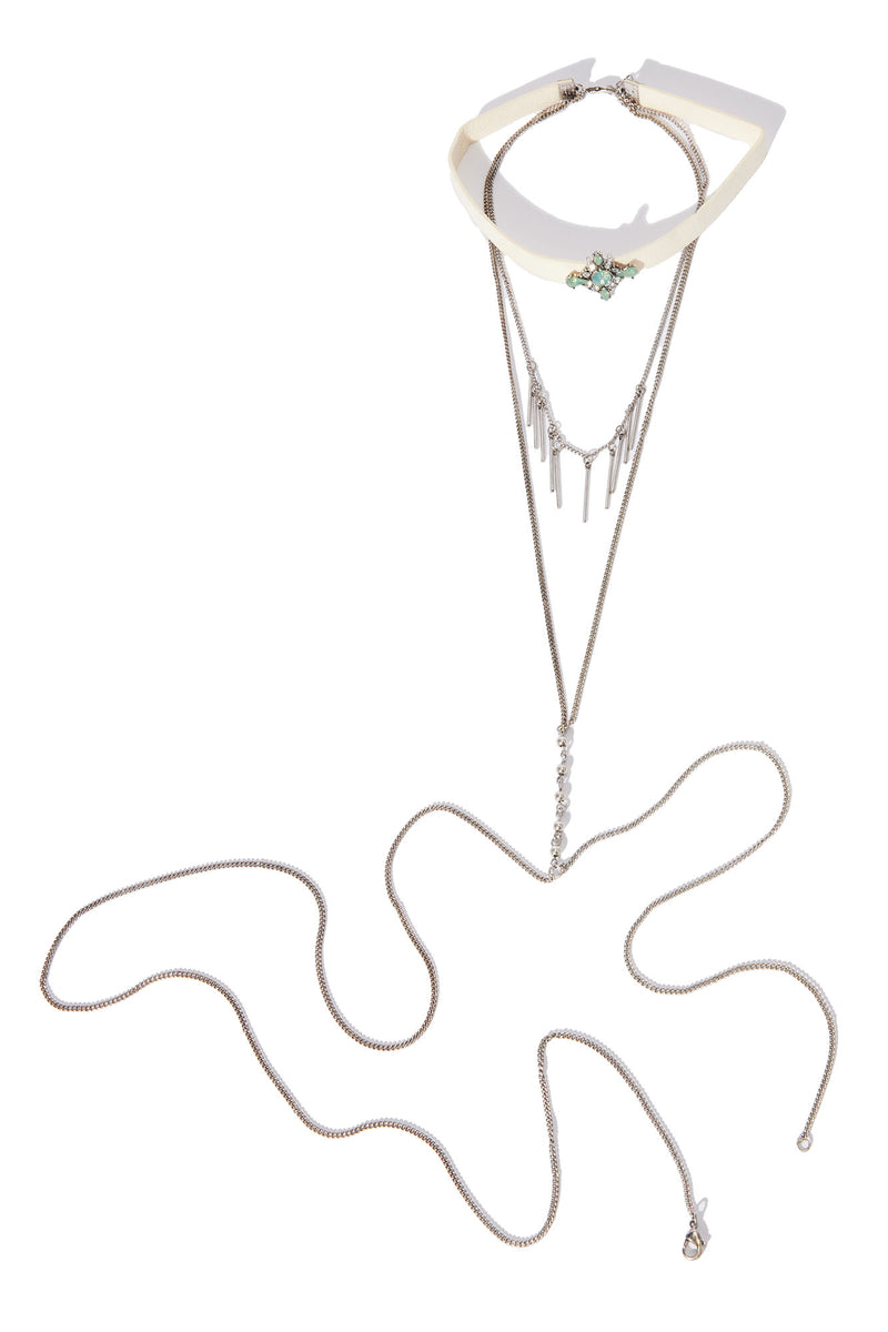 Make You Closer Body Chain White/Silver Fashion Nova, Jewelry