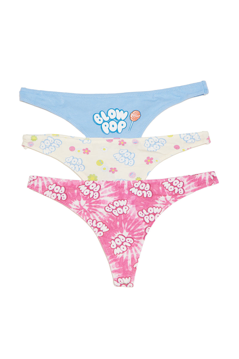 Blow Pop Thong 3 Pack Panties - Multi Color
