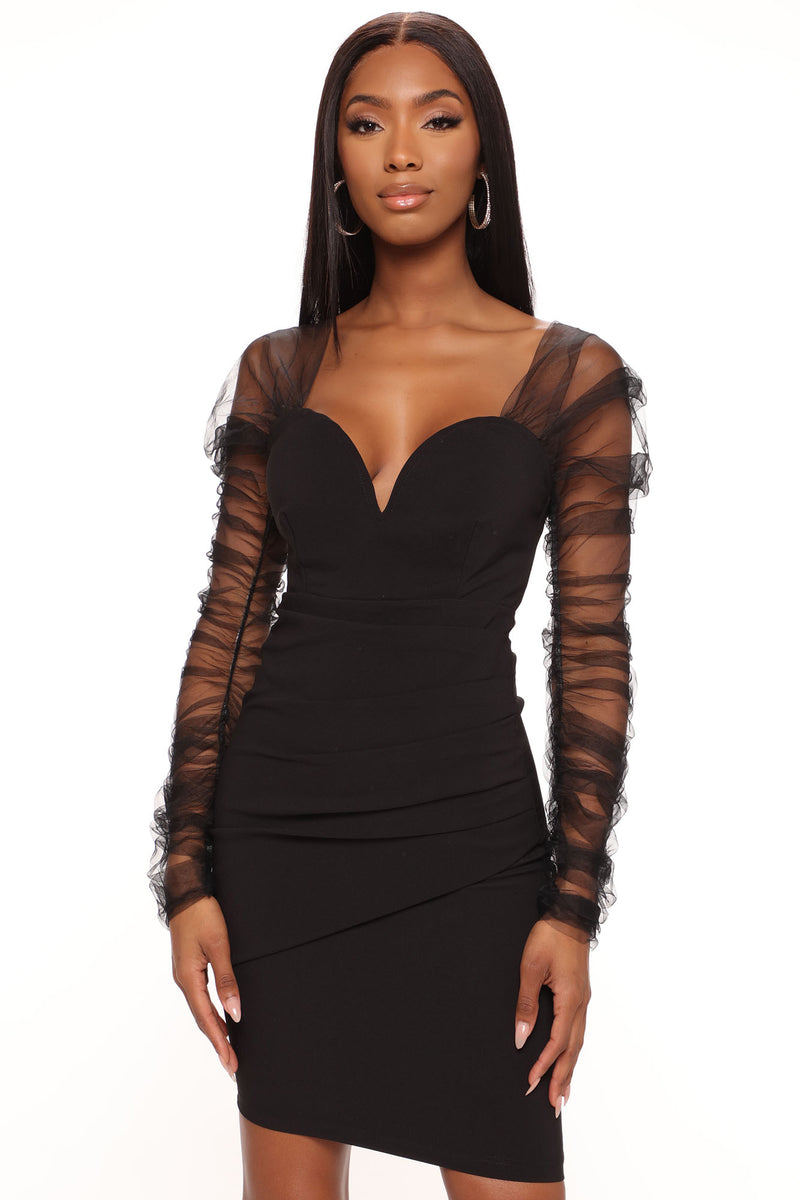 Tall Trophy Wife Mini Dress Black