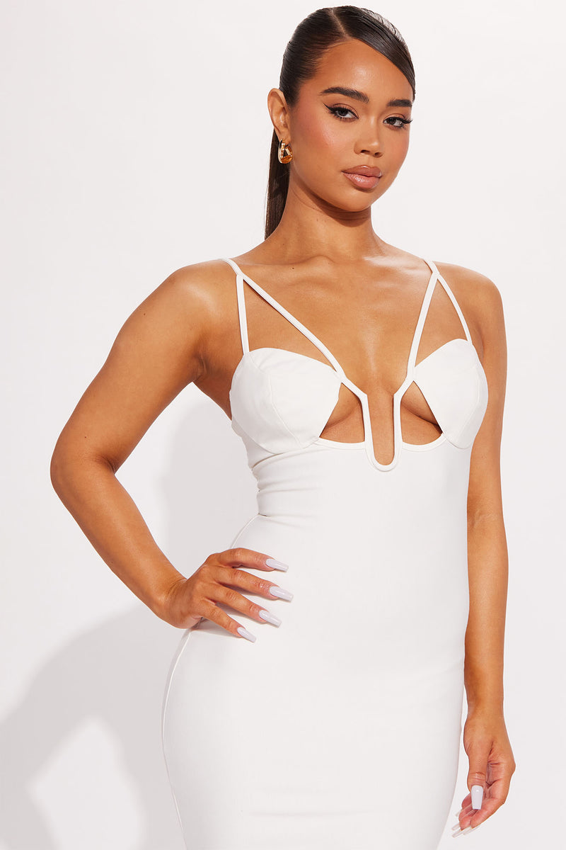 Satin cut out detail cupped bodycon dress clearance