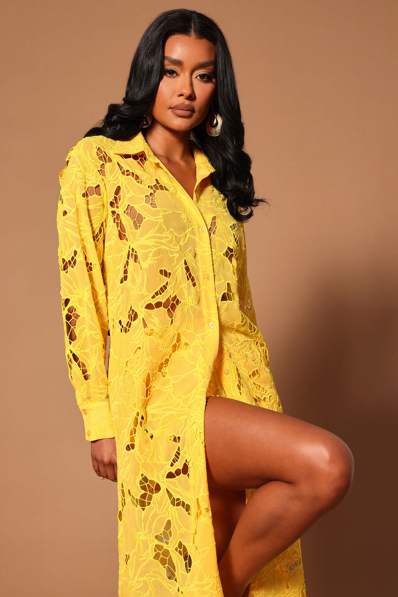 Camille Crochet Dress Shirt Yellow Fashion Nova, Luxe Fashion Nova