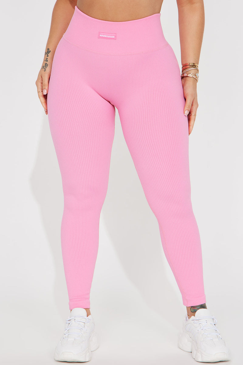 Fighter Ribbed Active Legging In Infinity Seamless Bubblegum Pink