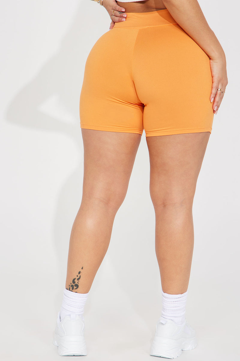 Plus size shop orange biker shorts
