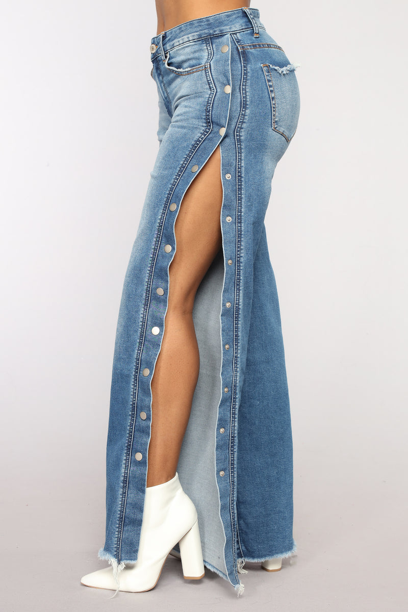 Jeans with snaps online on the side