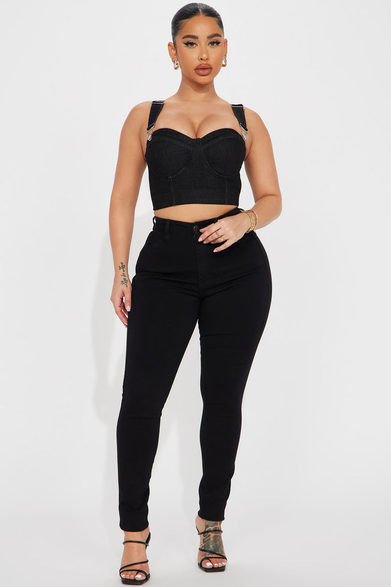 Yalena Denim Corset Top - Black Wash | Fashion Nova, Shirts & Blouses ...