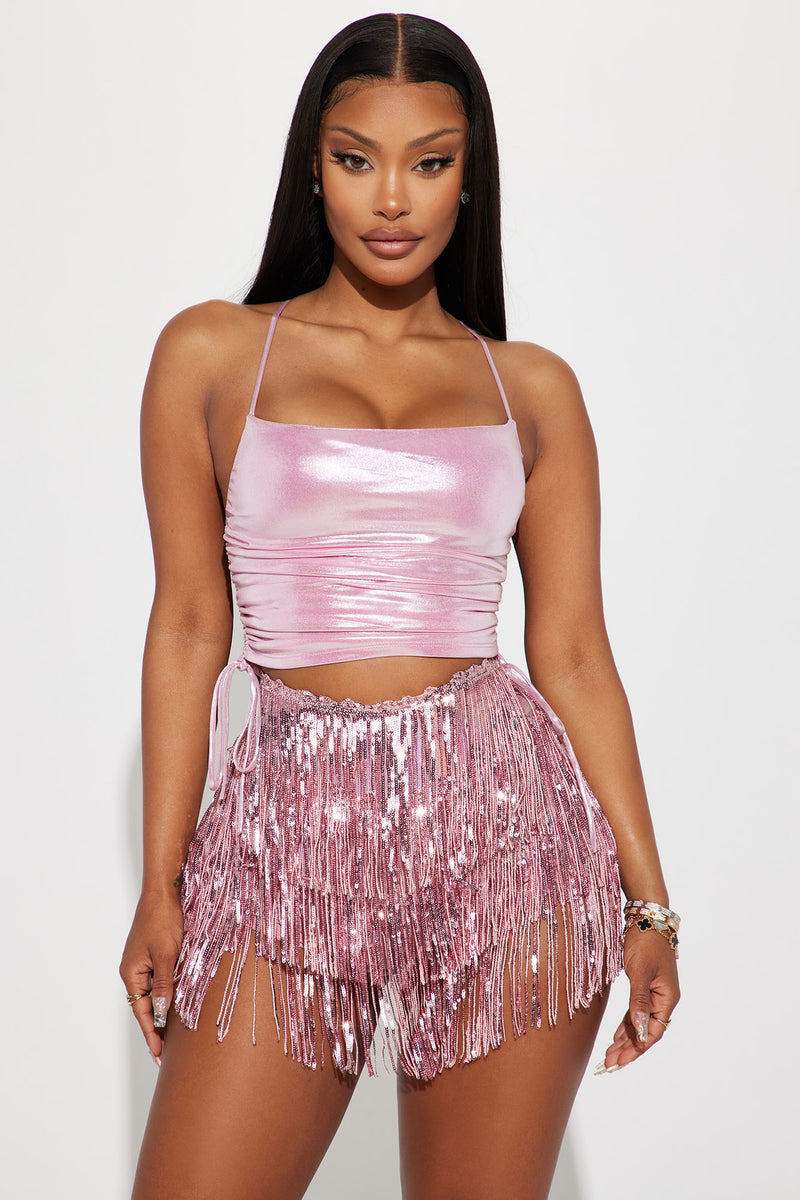 Pink metallic shirt on sale
