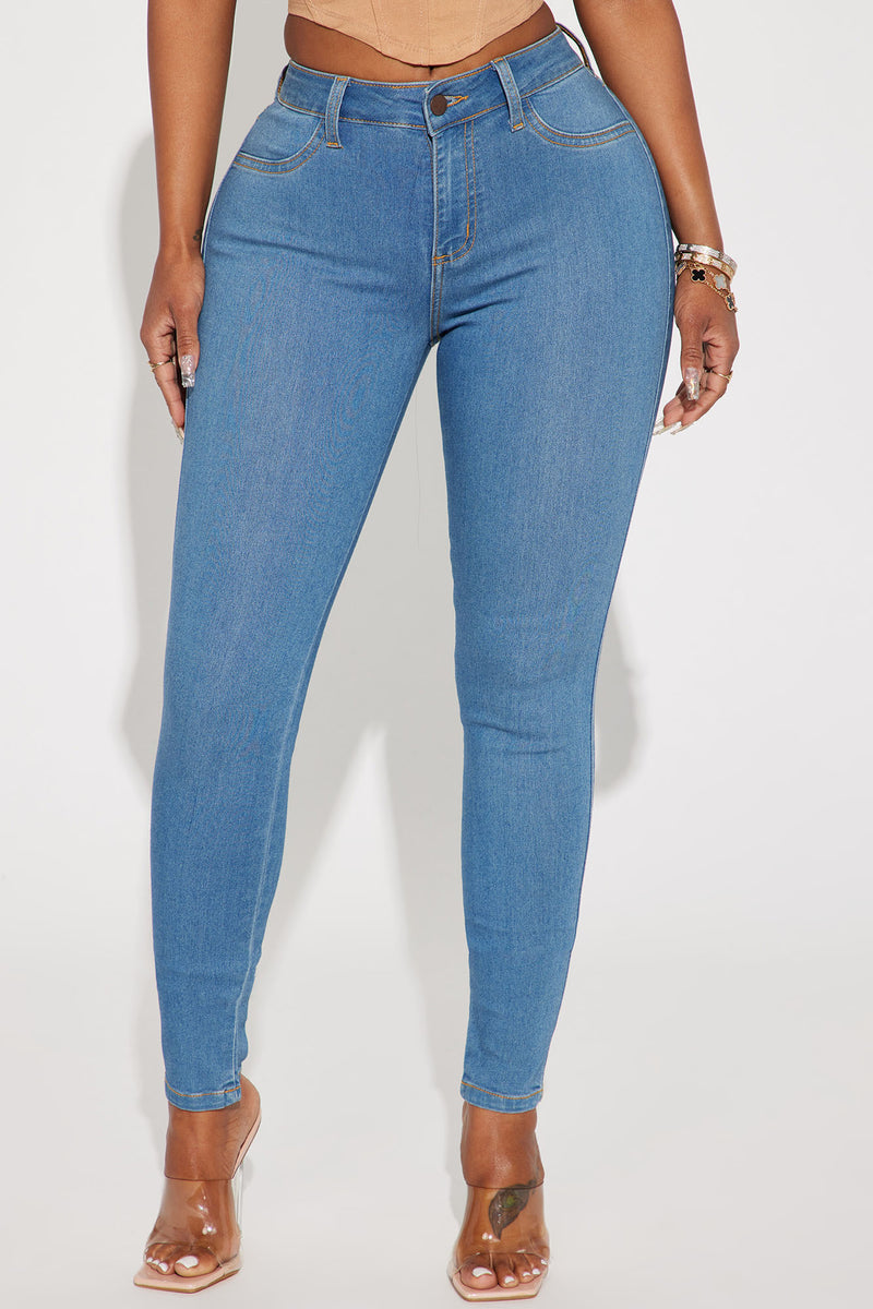 Classic Mid Rise Skinny Jeans - Medium Blue Wash, Fashion Nova, Jeans