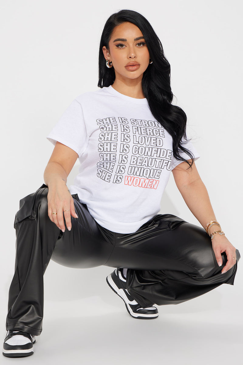 She Is Women Graphic Tee White Fashion Nova, Screens Tops and