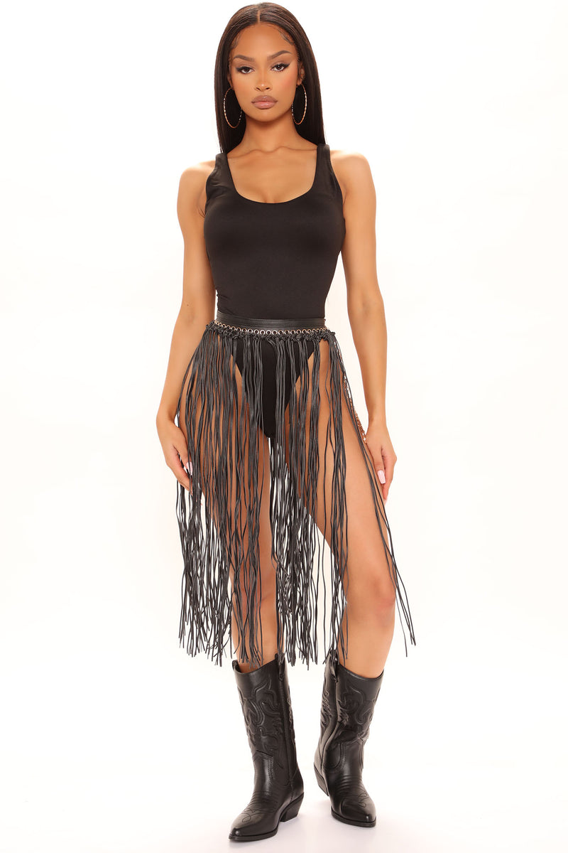 Black fringe skirt on sale 40