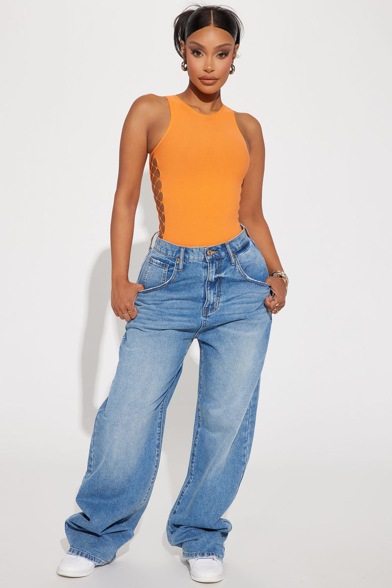 Focus On Me Seamless Bodysuit Orange Fashion Nova, Bodysuits