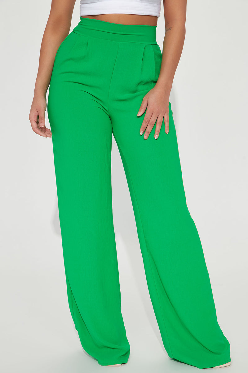 Kelly green wide outlet leg pants