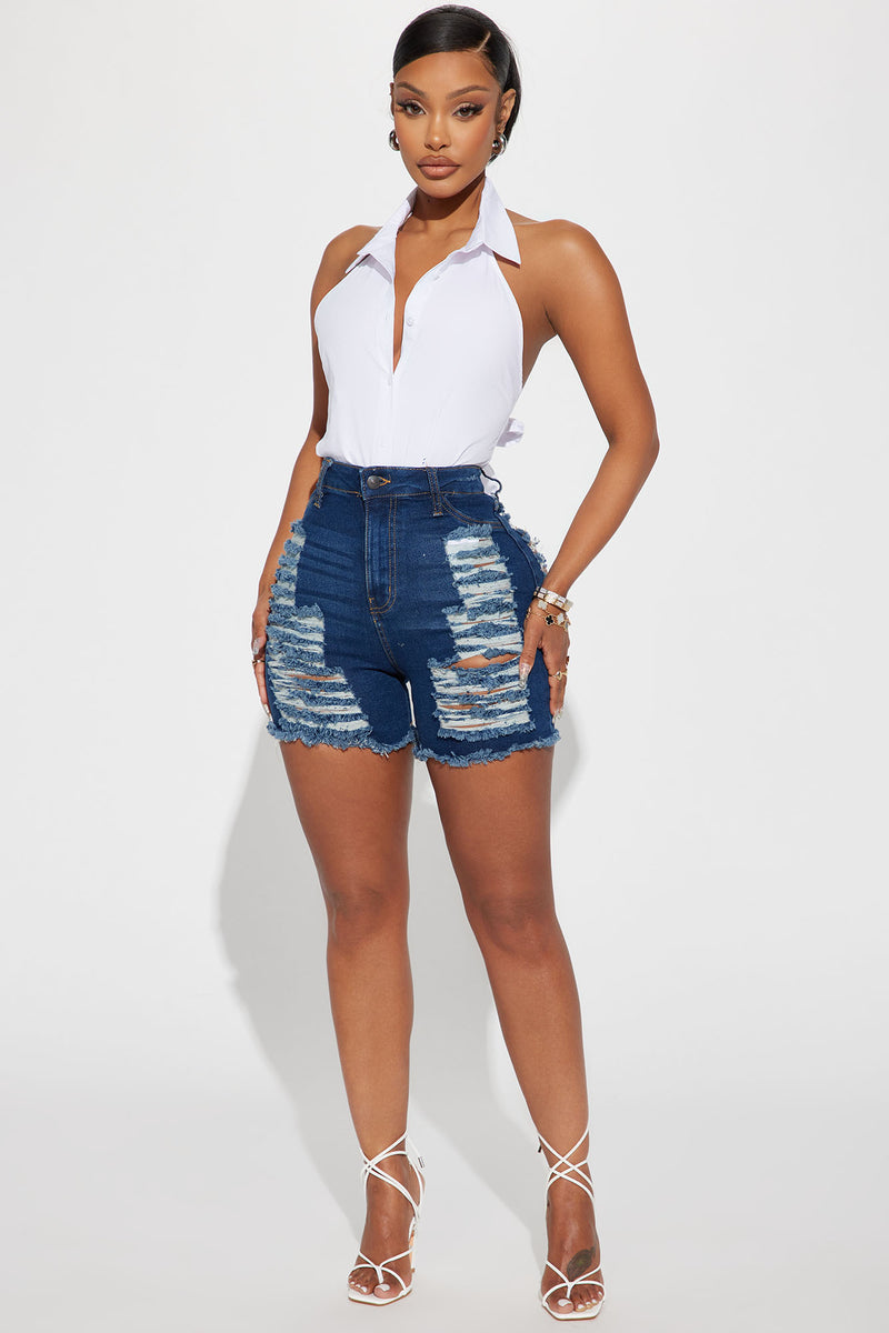 Distressed denim bermuda shorts black on sale