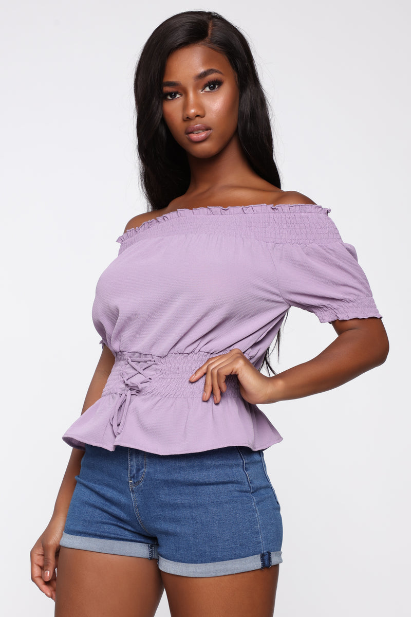 Lavender off shoulder best sale top