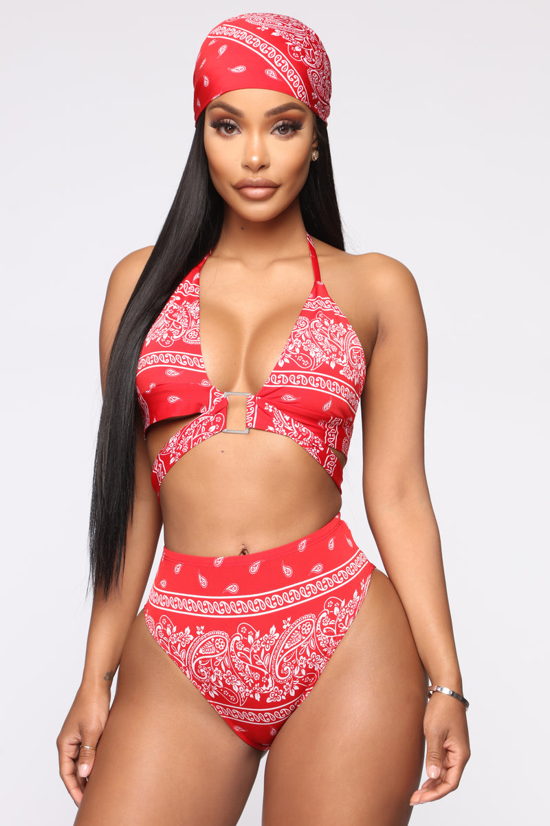 Red bandana swimsuit hot sale