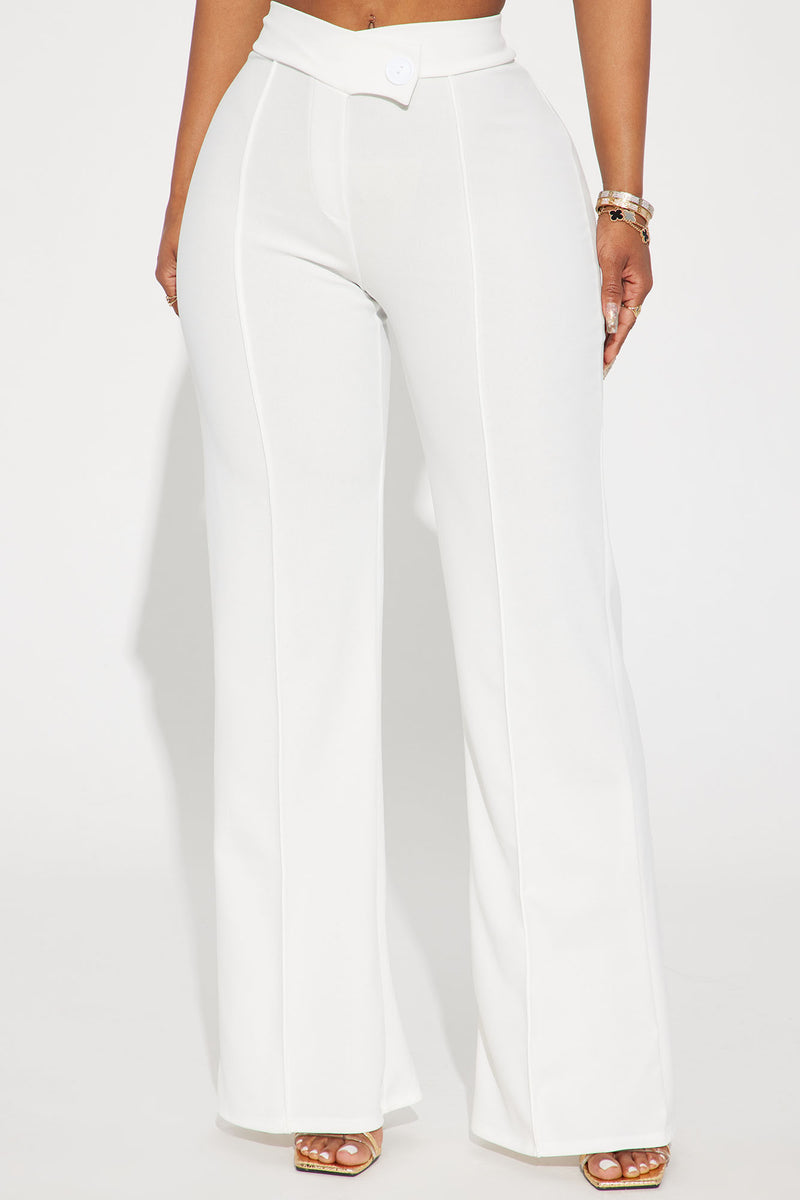 White wide hot sale leg dress pants