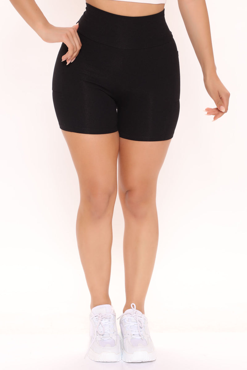Black high 2025 rise biker shorts