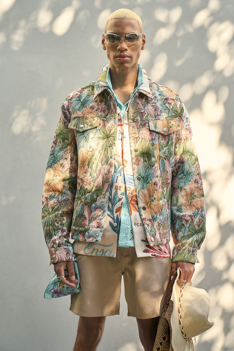 All You Need Is Tapestry Trucker Jacket - Pink/combo