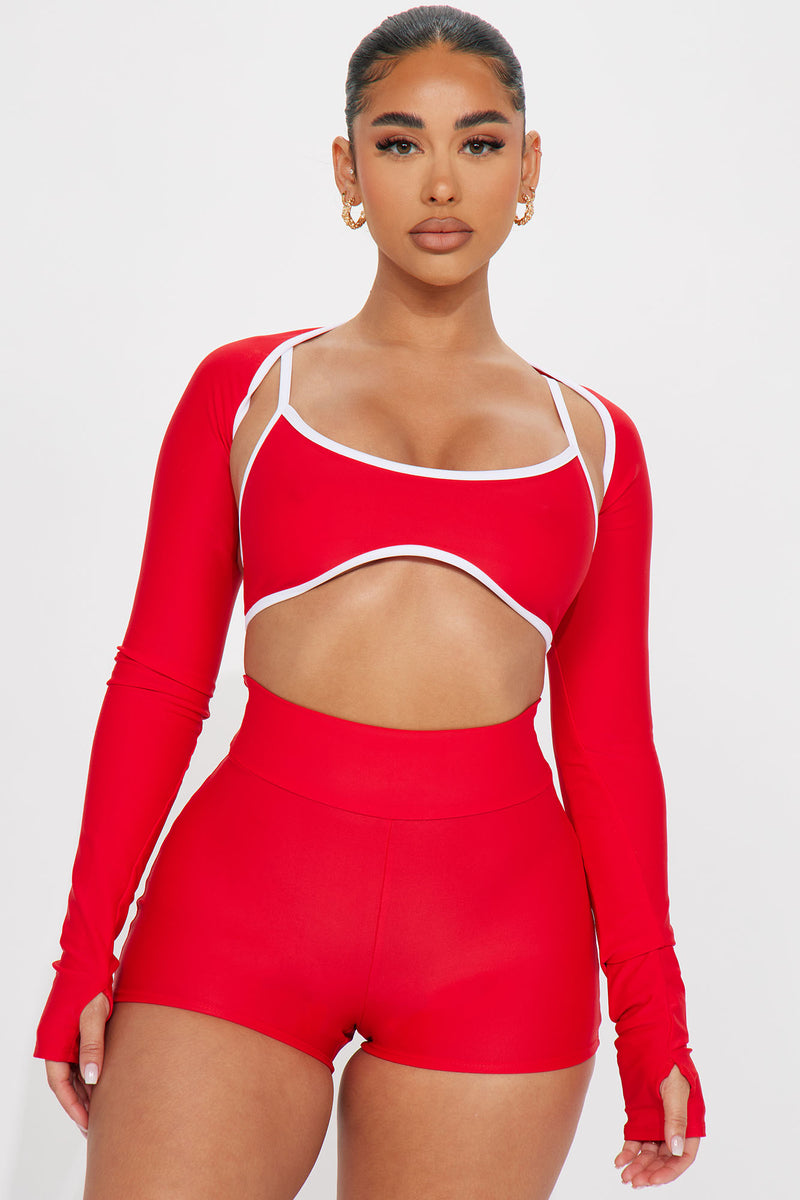 Fashion nova red shorts top