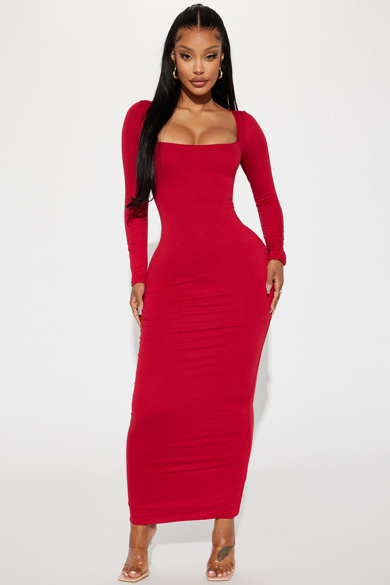 Athena Smooth Snatched Maxi Dress - Red