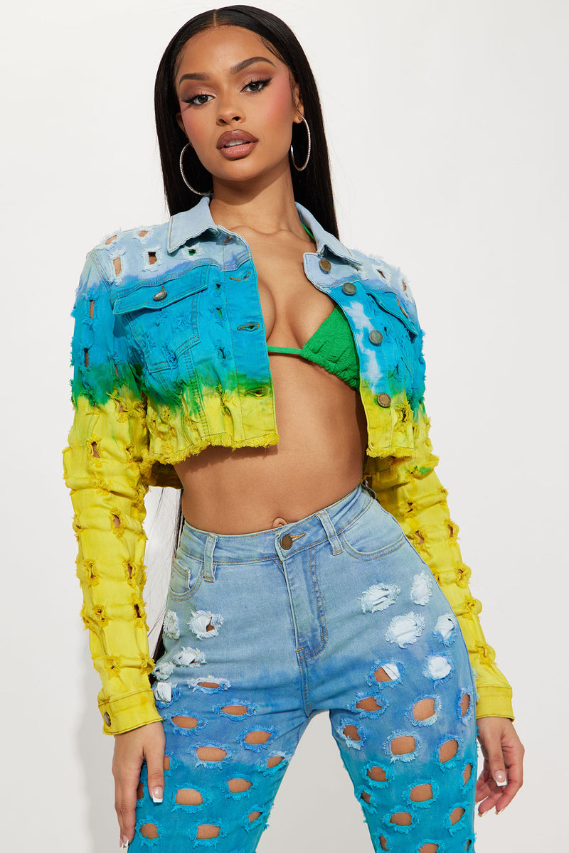 Rainbow jacket discount fashion nova