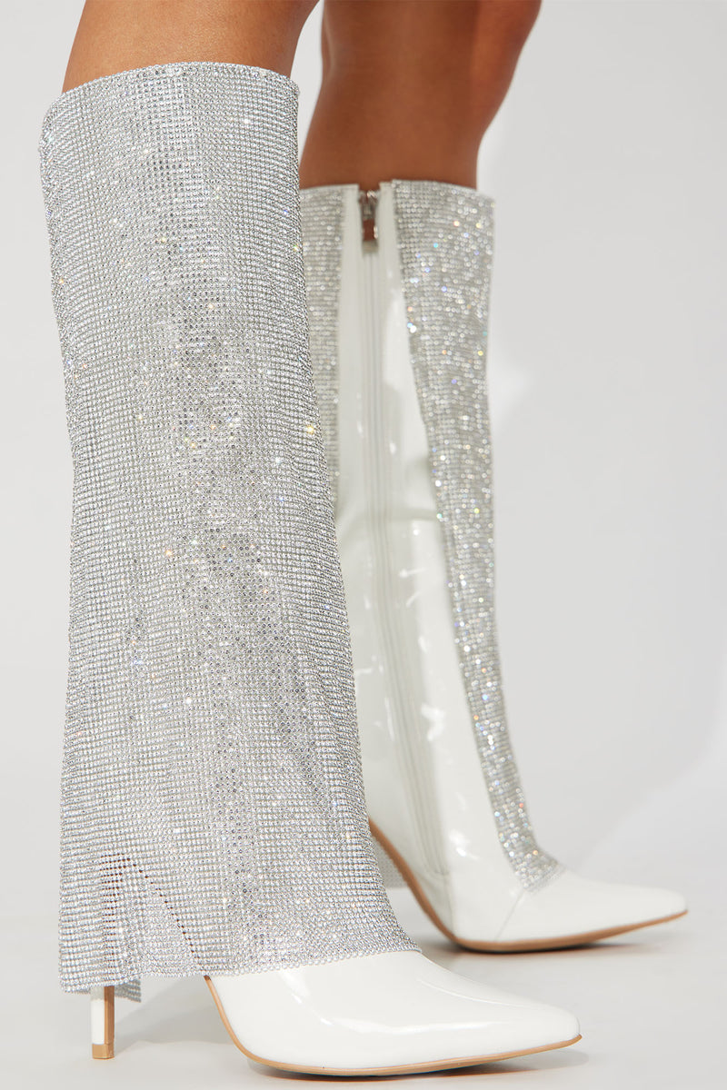 White rhinestone boots discount