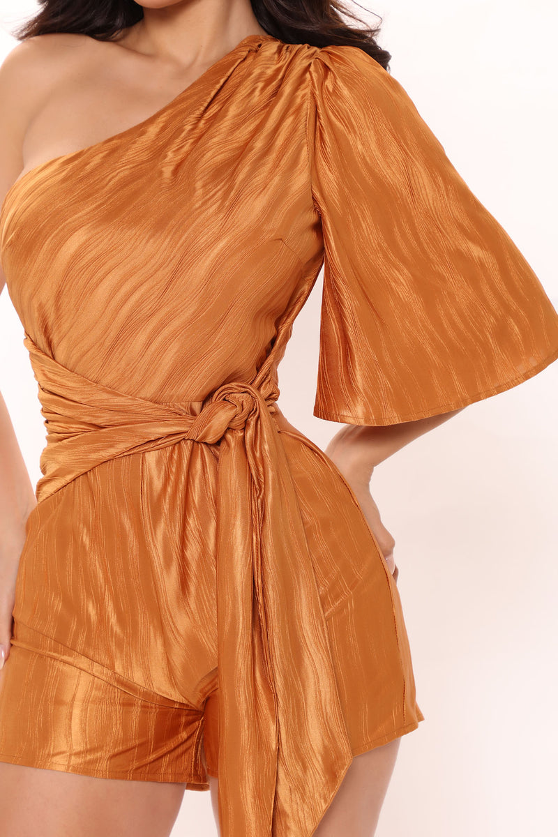 Léonore romper in cognac cotton gauze