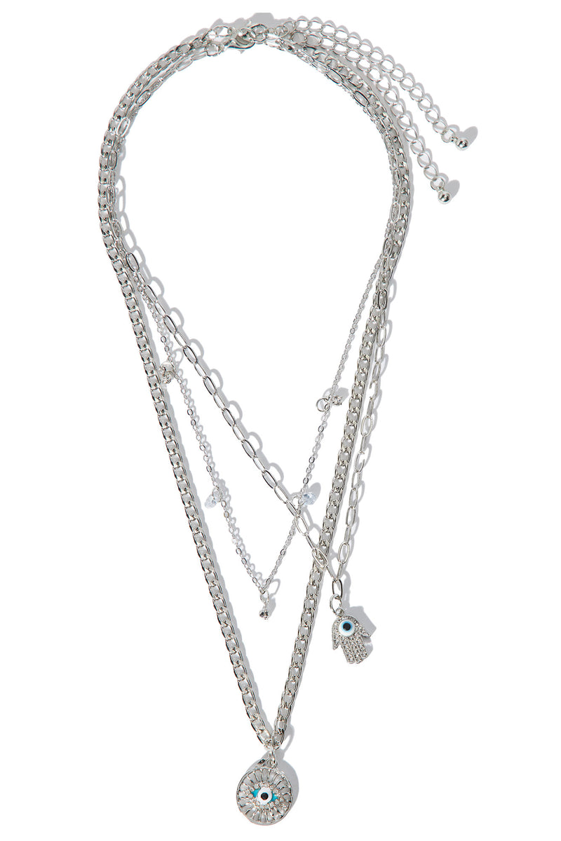Protect Your Aura Layered Necklace Silver Fashion Nova, Jewelry
