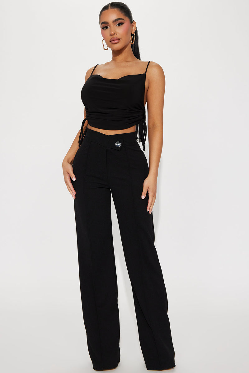 Petite Call It Even Wide Leg Dress Pants - Black, Fashion Nova, Pants