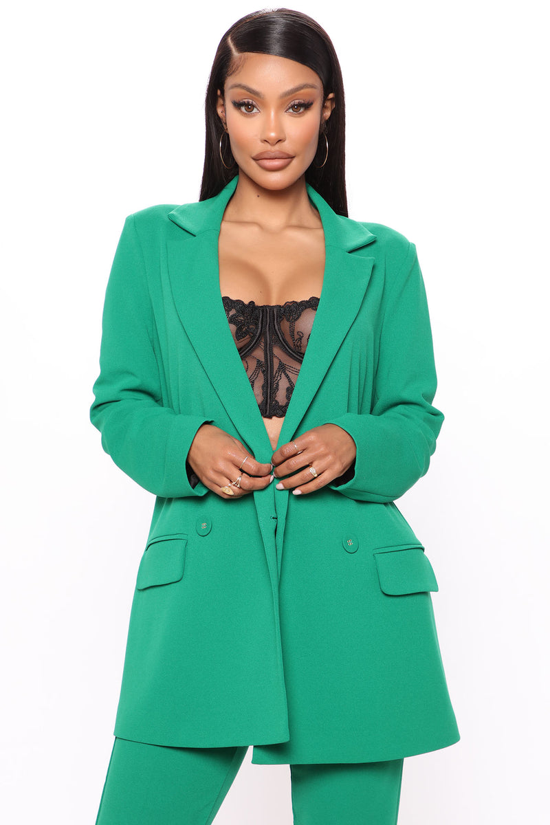 Sasha Double Breasted Blazer Kelly Green Fashion Nova Jackets