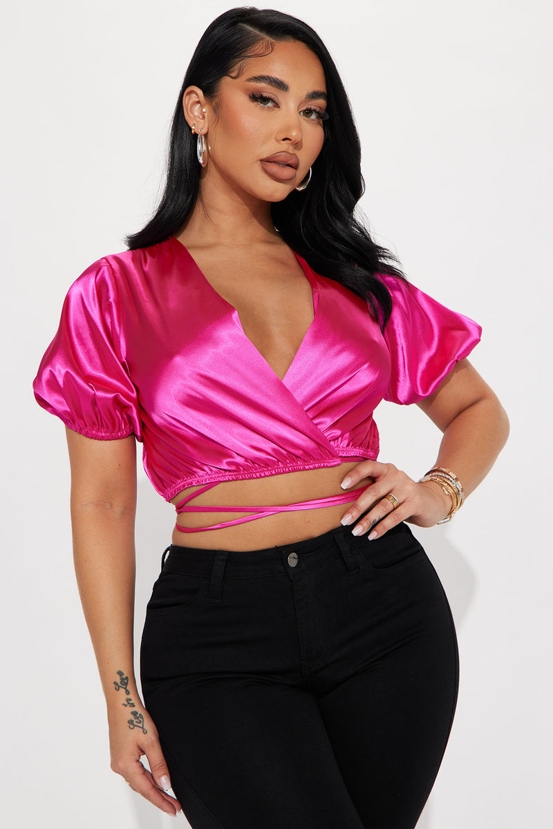 Fuchsia Star Print Net Top