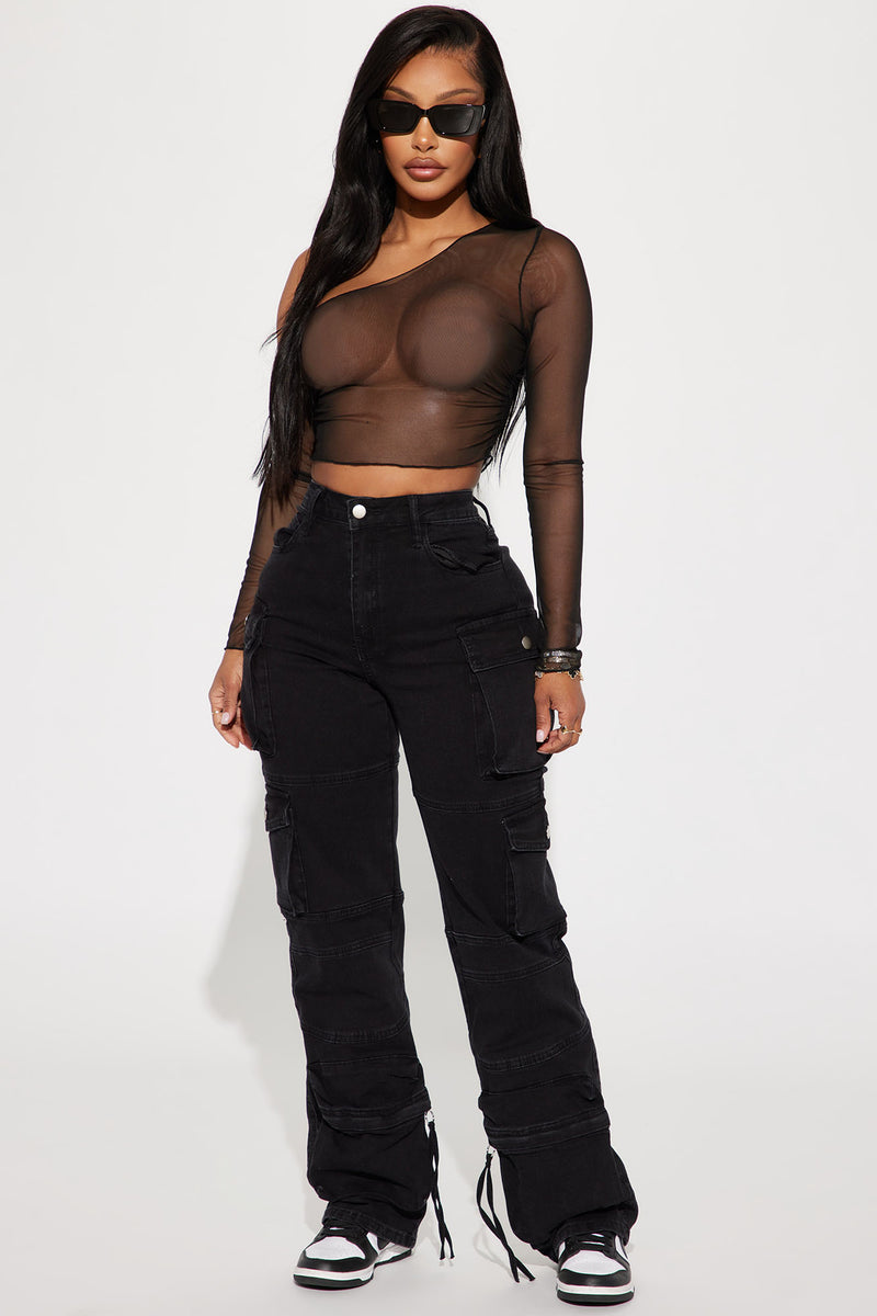 No Matter What Stretch Straight Leg Cargo Jean Black