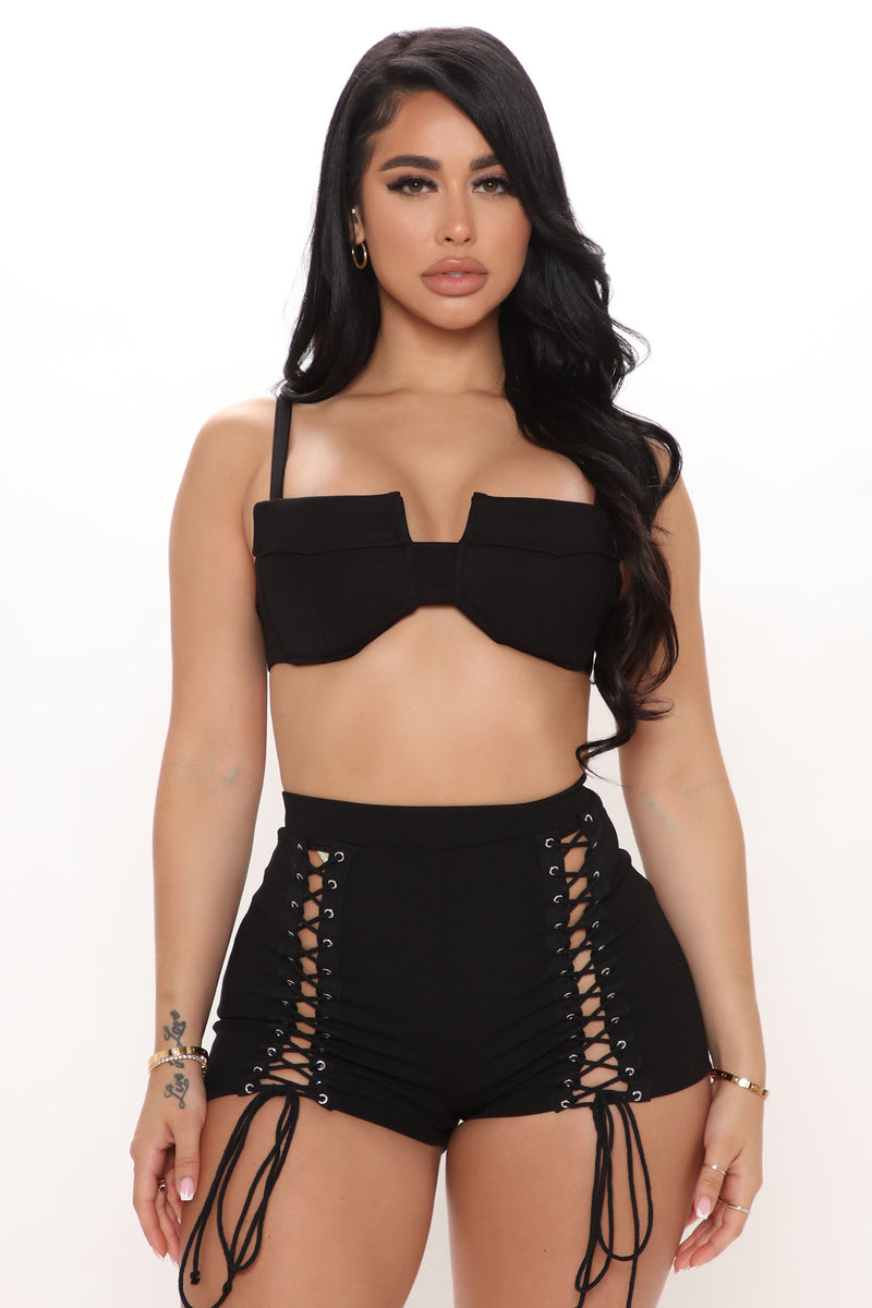 Black lace outlet up shorts