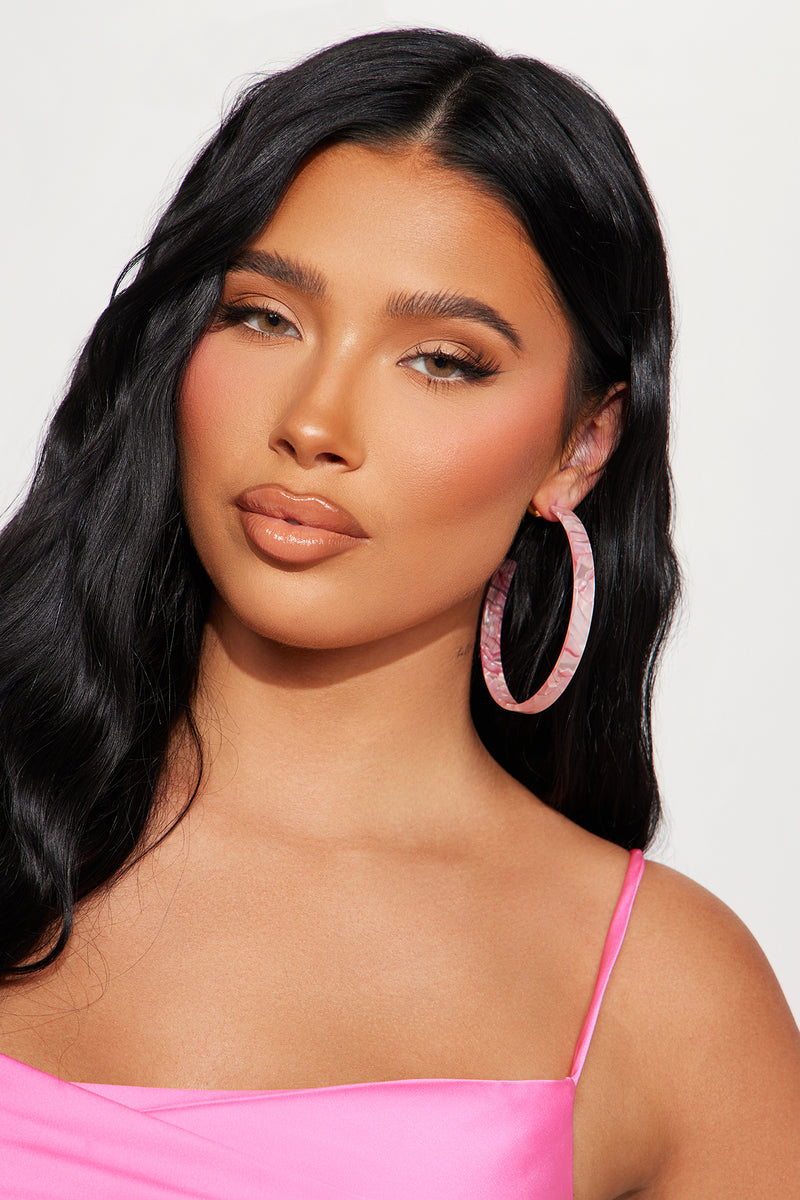 Swirl Around Hoop Earrings Pink Fashion Nova, Jewelry Fashion Nova