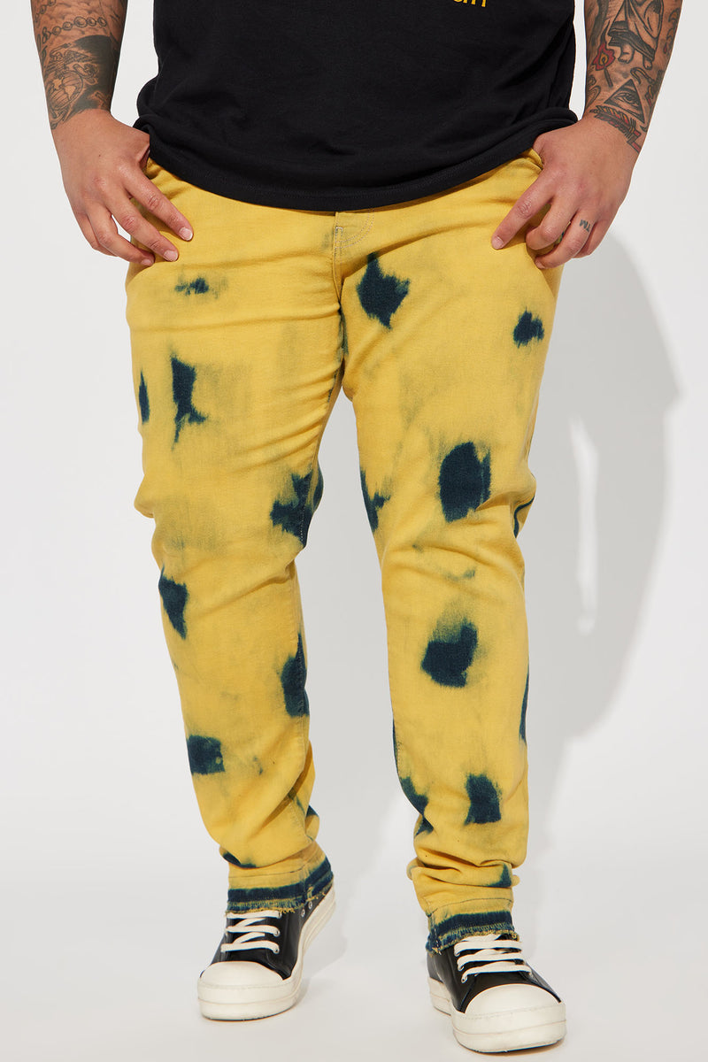 BHYDRY Men's Dress Pants Tall Yellow Skinny Jeans for Men Mens