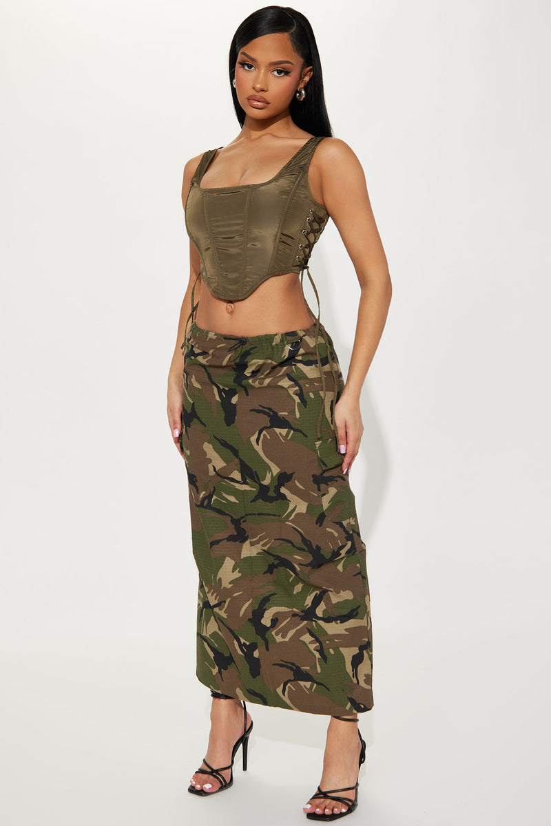 Camouflage new arrivals skirt long
