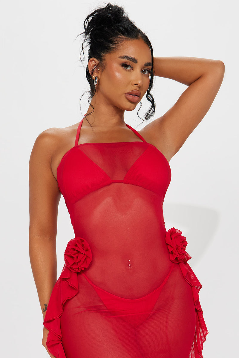 Red cover up store dress