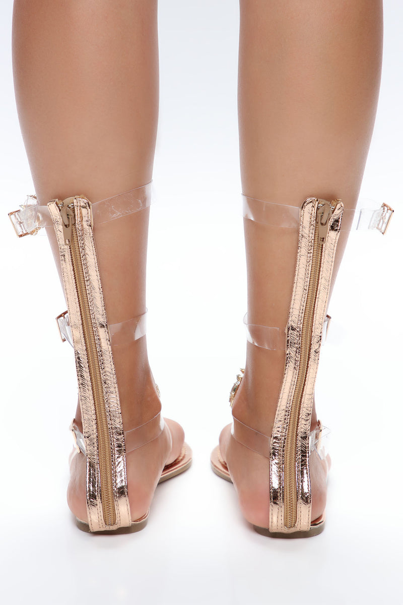 Forever Glow Flat Sandal Rose Gold Fashion Nova Shoes