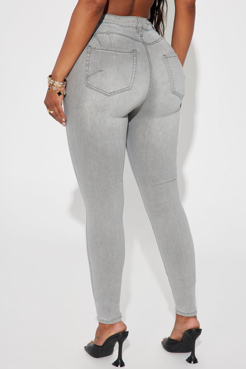 Beacon Ripped Fashion Rise Jeans Fashion Jeans - | Skinny Nova, Grey Stretch High | Nova Lifting Booty