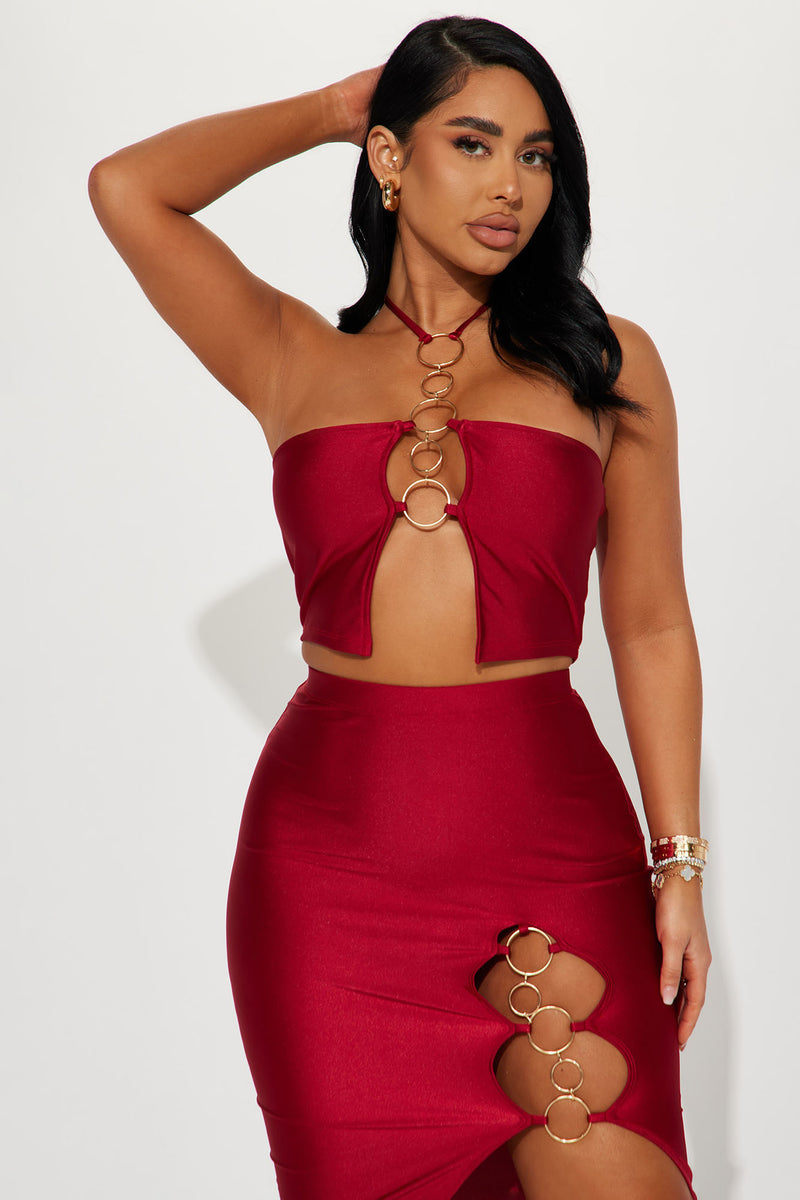 2 piece clearance red skirt set