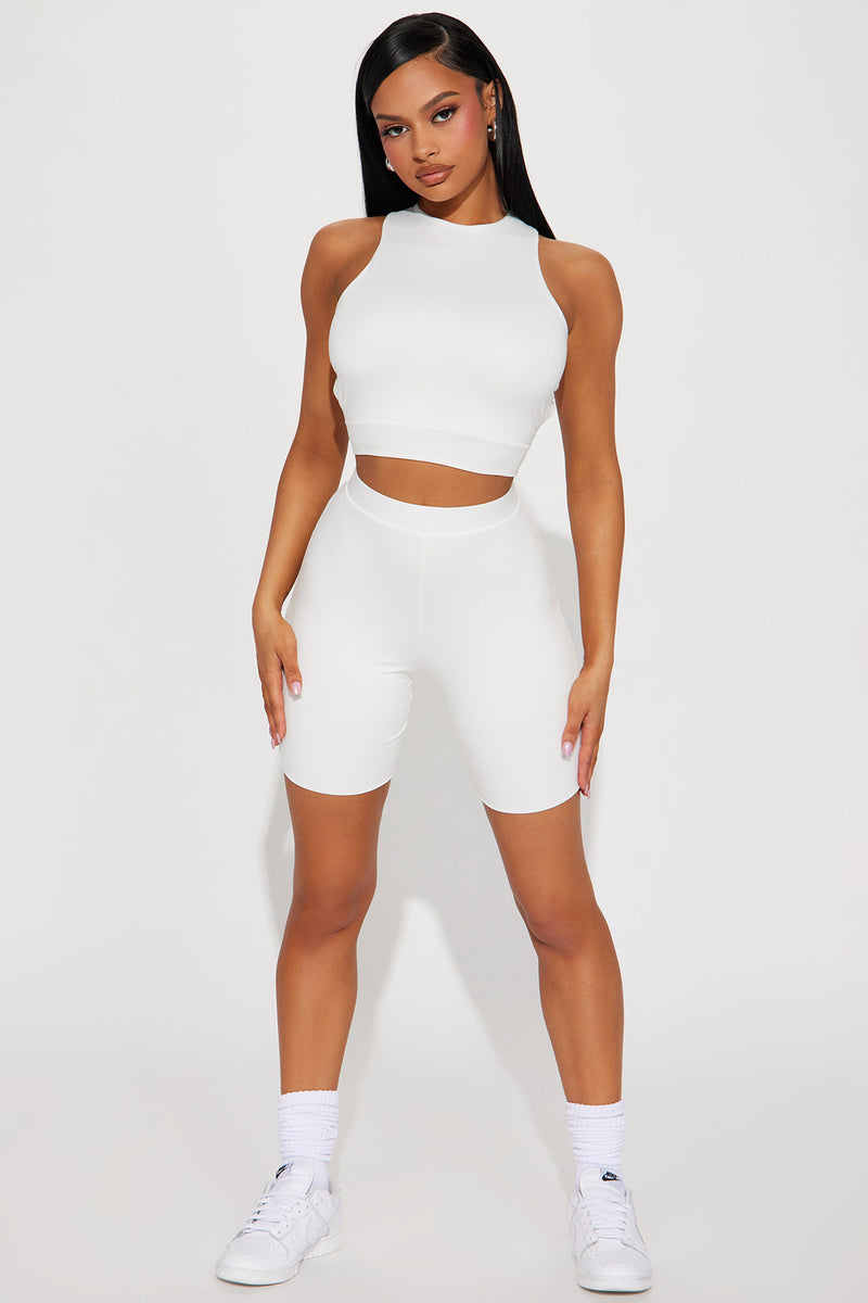 White biker shorts set clearance