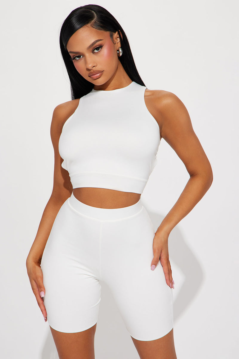 Emmie Biker Short Set White