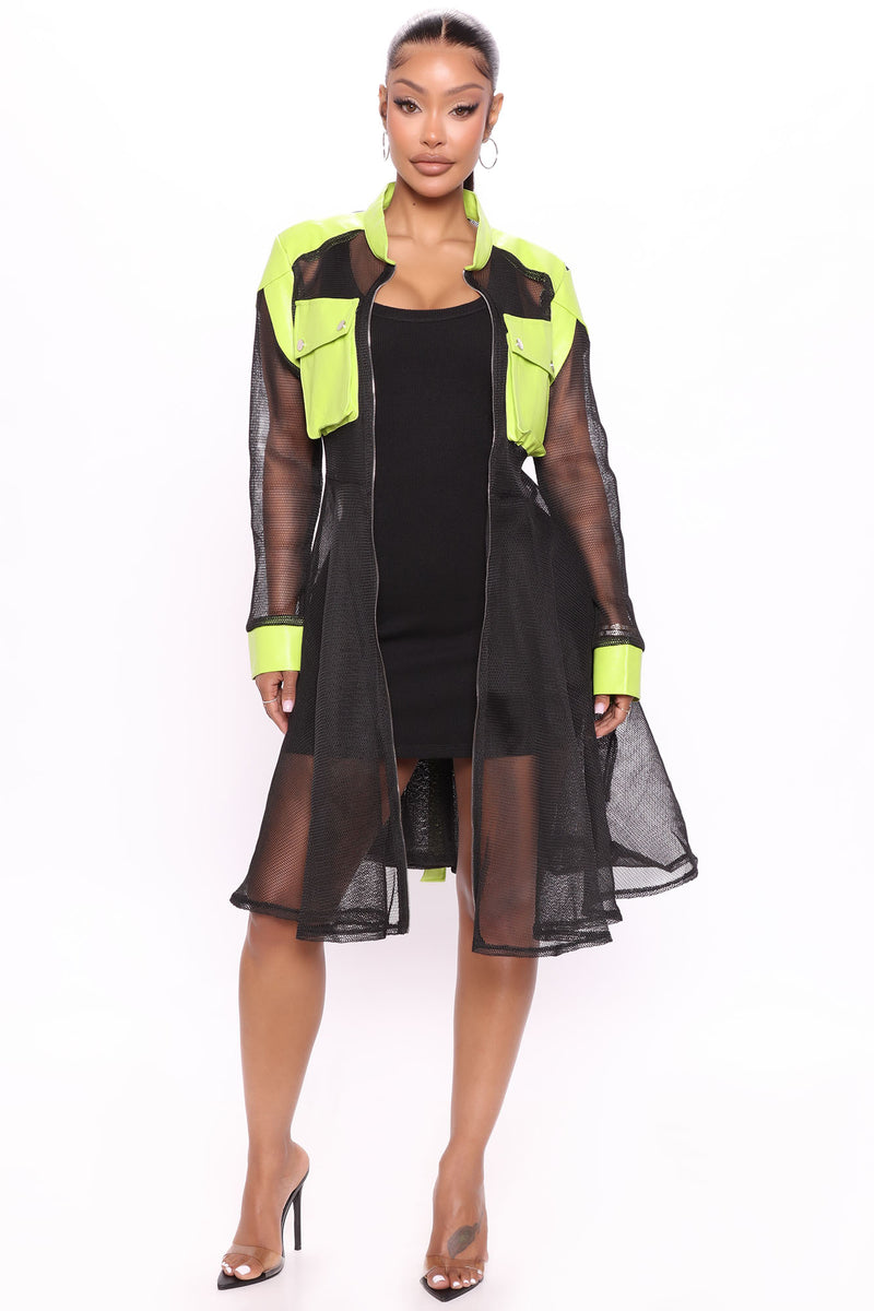 Black mesh sale trench coat